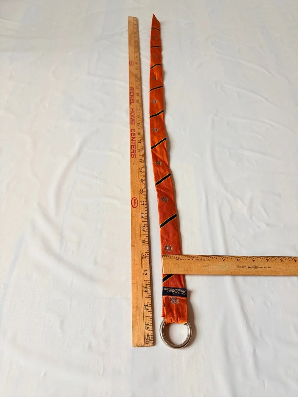 vintage Brooks Brothers orange crested D ring belt made in Italy one size unisex